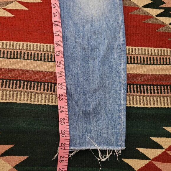 MOTHER The Stunner Ankle Fray Denim Jeans Sz 29 Graffiti Girl Distressed Stretch - Picture 9 of 11